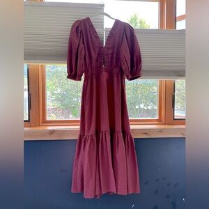 COPY - Sea collection puff sleeve seer sucker cotton maxi with cutout